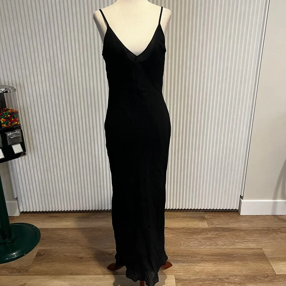 MAX STUDIO LEON MAX Women's Slip Maxi Dress Size M In Black - Picture 1 of 7